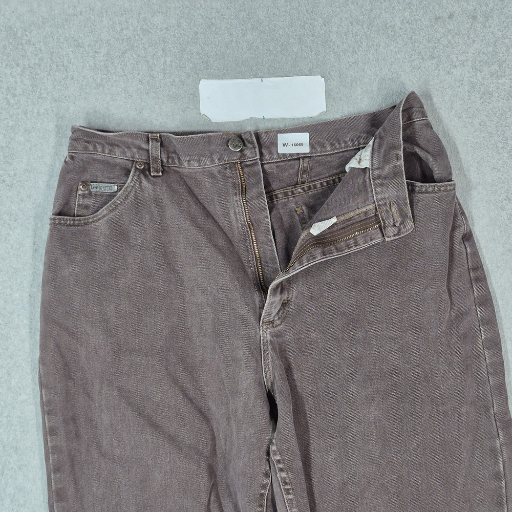 VINTAGE Lee Riveted Women Jeans 18 MED Brown High Rise Taper Denim 29" Inseam - Picture 3 of 16